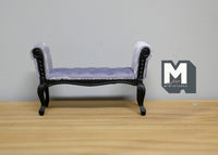 Dollhouse furniture chaise upholstered bench 1:12 scale miniature bedroom sofa (gray and black) - K022