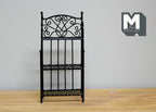 Maßstab 1:12 Miniatur-Bäckerregal aus Metall, Schnörkelaufsatz, 3 Böden, 4-1/8 inch hoch, DIY-Puppenhausbedarf (schwarz)