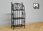 Maßstab 1:12 Miniatur-Bäckerregal aus Metall, Schnörkelaufsatz, 3 Böden, 4-1/8 inch hoch, DIY-Puppenhausbedarf (schwarz)