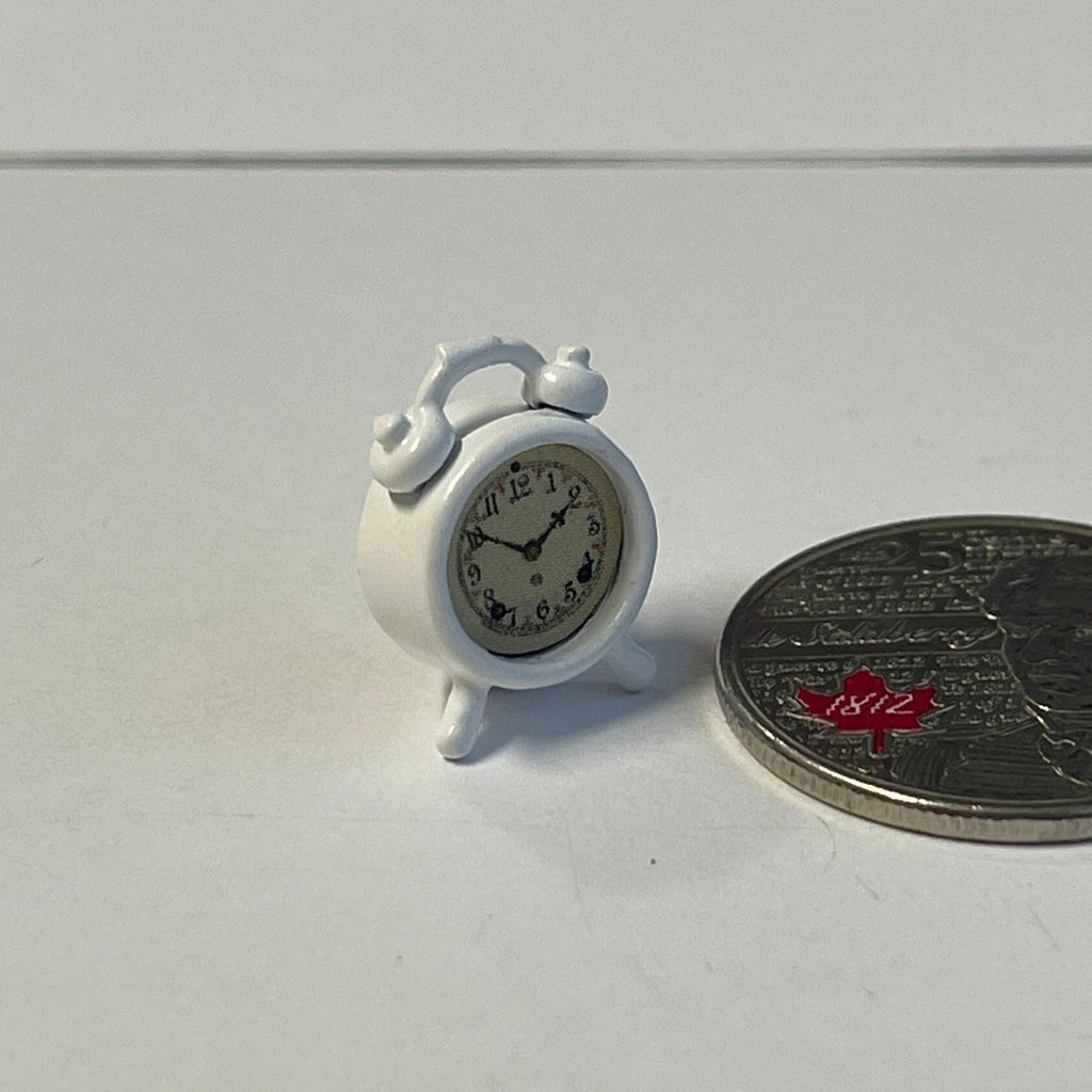 1:12 Miniature Twin Bell Alarm Clock / Metal Loud Alarm Clock / Dollhouse Supplies Alarm Clock - B052