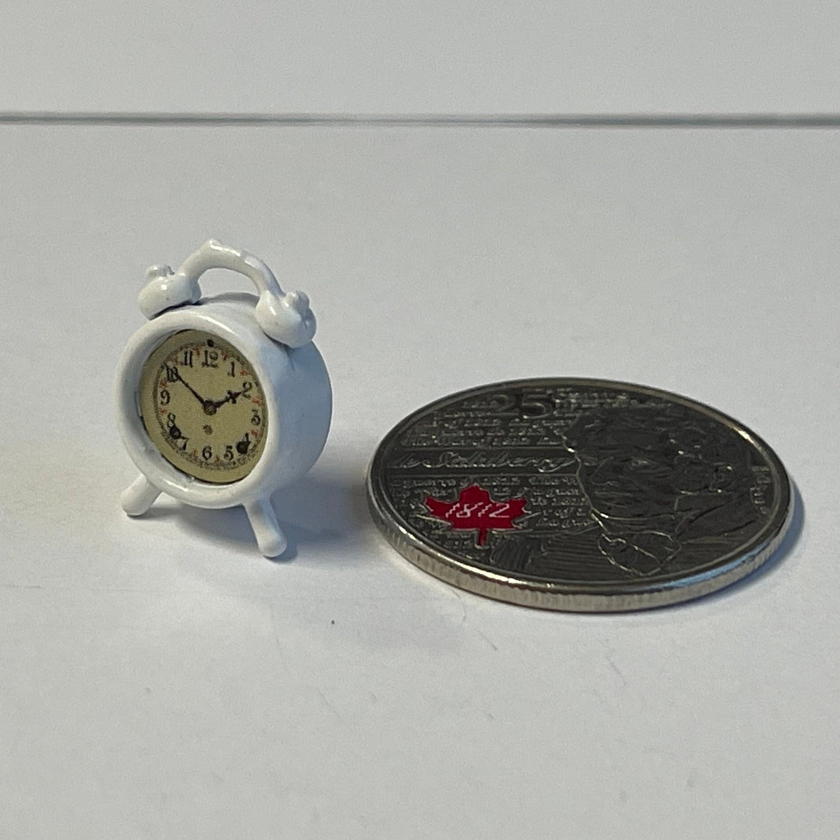 1:12 Miniature Twin Bell Alarm Clock / Metal Loud Alarm Clock / Dollhouse Supplies Alarm Clock - B052