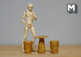 1:12 Dollhouse Supplies Miniature Metal White Garden Bistro set of 3 - Round Dining Table with Umbrella and 2 Chairs
