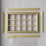 Dollhouse In Window Frame , Miniature Classical 5 x 3 Window Frame with Back Trim and Acrylic Window - I029