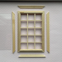 Dollhouse In Window Frame , Miniature Classical 5 x 3 Window Frame with Back Trim and Acrylic Window - I029