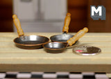 Dollhouse cooking pan cookware set dolls house 3-piece 1 12 miniature - E053