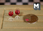 1:12 Scale Miniature Red Wine Glasses, Set of 2, 3/4 inch tall, DIY Dollhouse Supply (E)