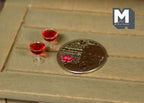 1:12 Scale Miniature Glasses of Red Wine, Set of 2, 3/8 inch tall, DIY Dollhouse Supply (F)