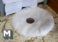 Dollhouse Miniature Faux Sheepskin Small Area Round Rug (white) - H049