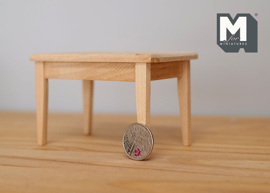 1:12 Scale Miniature Unpainted Wood Kitchen Prep Table, 4-1/8 inch long, DIY Dollhouse Supply