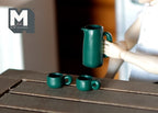 1:12 Scale Miniature Water Pot, Kettle, Cups and Mug Set, 5 Pieces, 11/16 inch tall, DIY Dollhouse Supply (dark green)