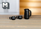Dollhouse Supplies  miniature water tea pot with 2 cups kettle and coffee mug set - A038