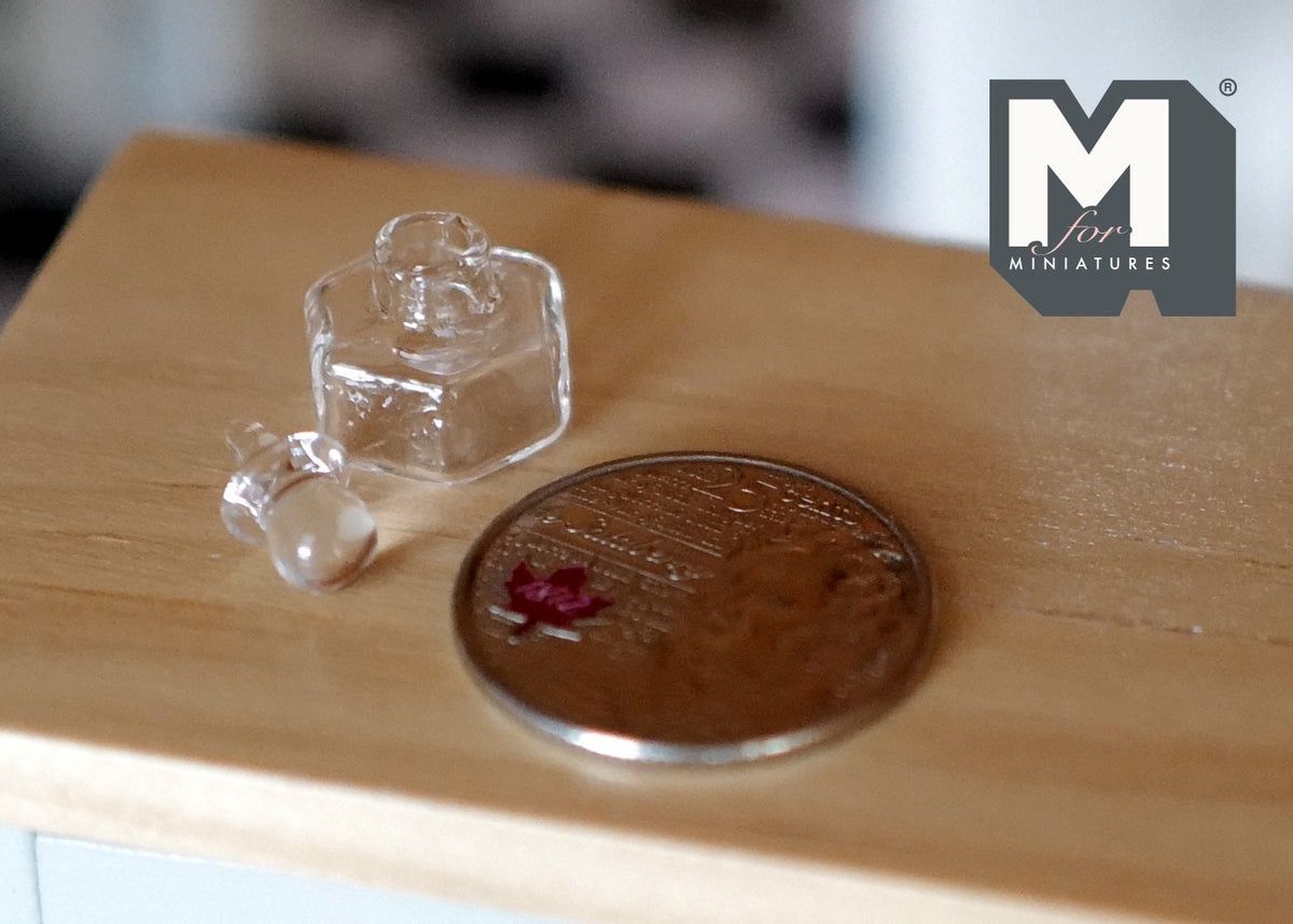 1:12 Scale Miniature Clear Glass Jar with Ribbed Lid, 11/16 inch tall, DIY Dollhouse Supply (A13)