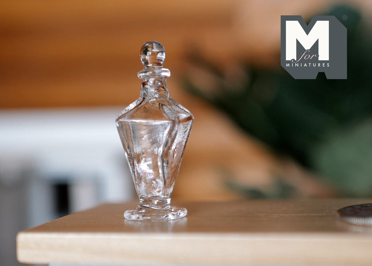 1:12 Scale Miniature Clear Glass Apothecary Jar with Lid, Footed, 1 inch tall, DIY Dollhouse Supply (A9)