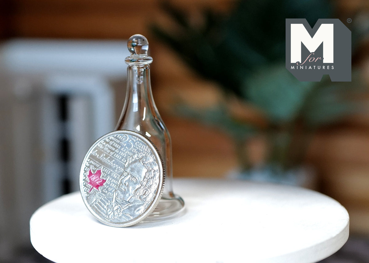 1:12 Scale Miniature Clear Glass Decanter with Stopper, 1-3/4 inch tall, DIY Dollhouse Supply (A6)