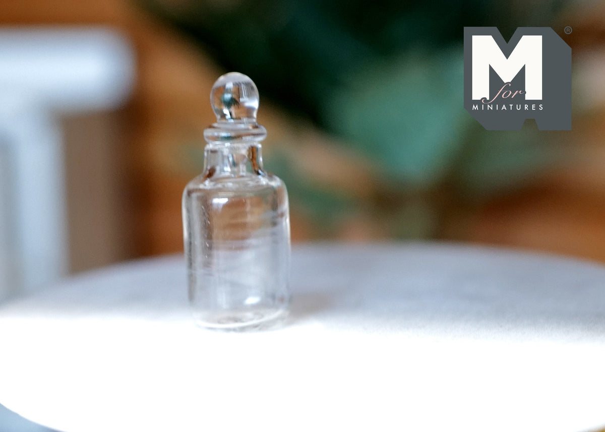 1:12 Scale Miniature Slim Clear Glass Jar with Lid, 1-1/16 inch tall, DIY Dollhouse Supply (A10)