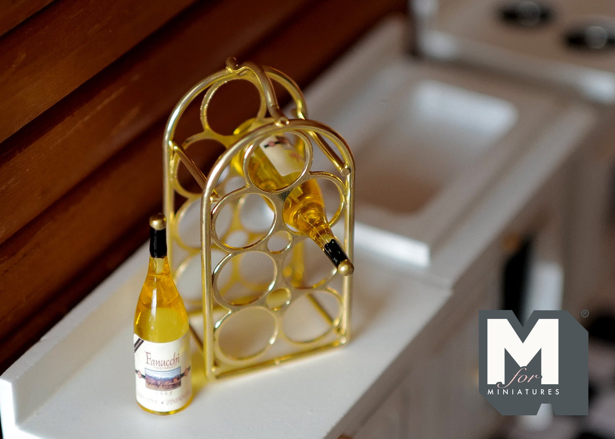 1:12 Miniature Wine Rack with 2 Wine Bottles Wine Bottle Holder Hanging Stand - H009