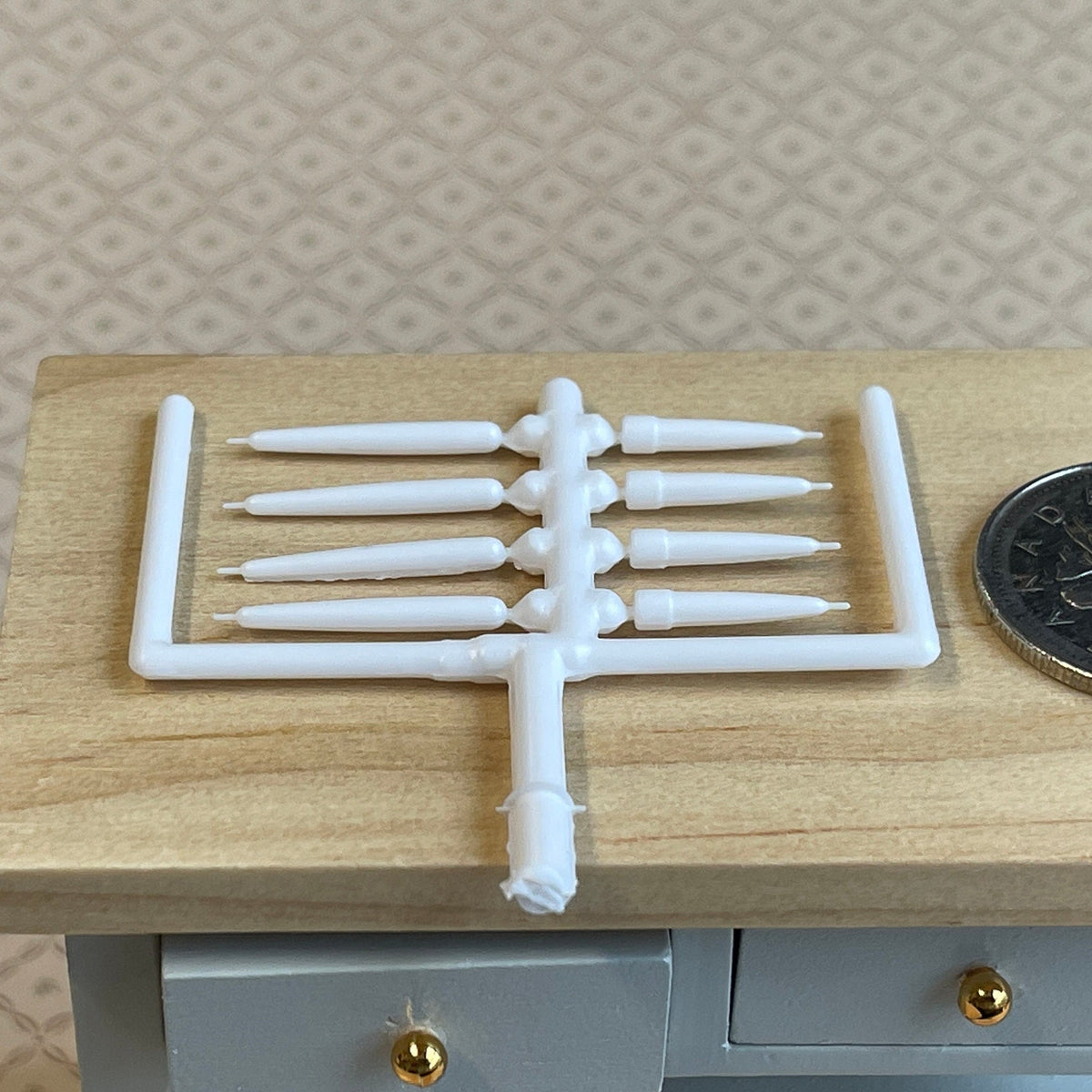 1:12 Scale Miniature Taper Candles, Pack of 8, 4 Long and 4 Short, DIY Dollhouse Supply (white)