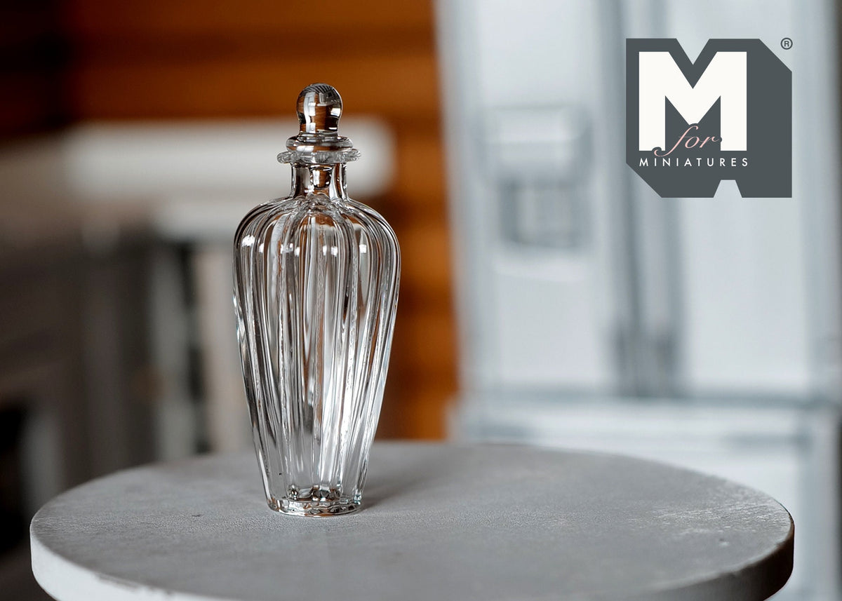 1:12 Scale Miniature Clear Glass Bottle with Stopper, 1-11/16 inch tall, DIY Dollhouse Supply (A4)