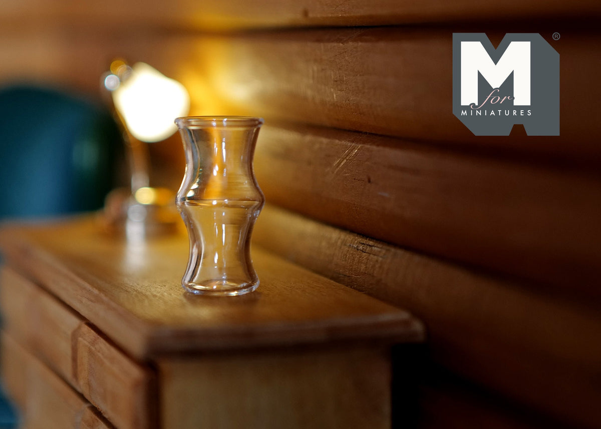 1:12 Scale Miniature Glass Vase, Curved Hourglass Shape, 1-3/16 inch tall, DIY Dollhouse Supply (A19)