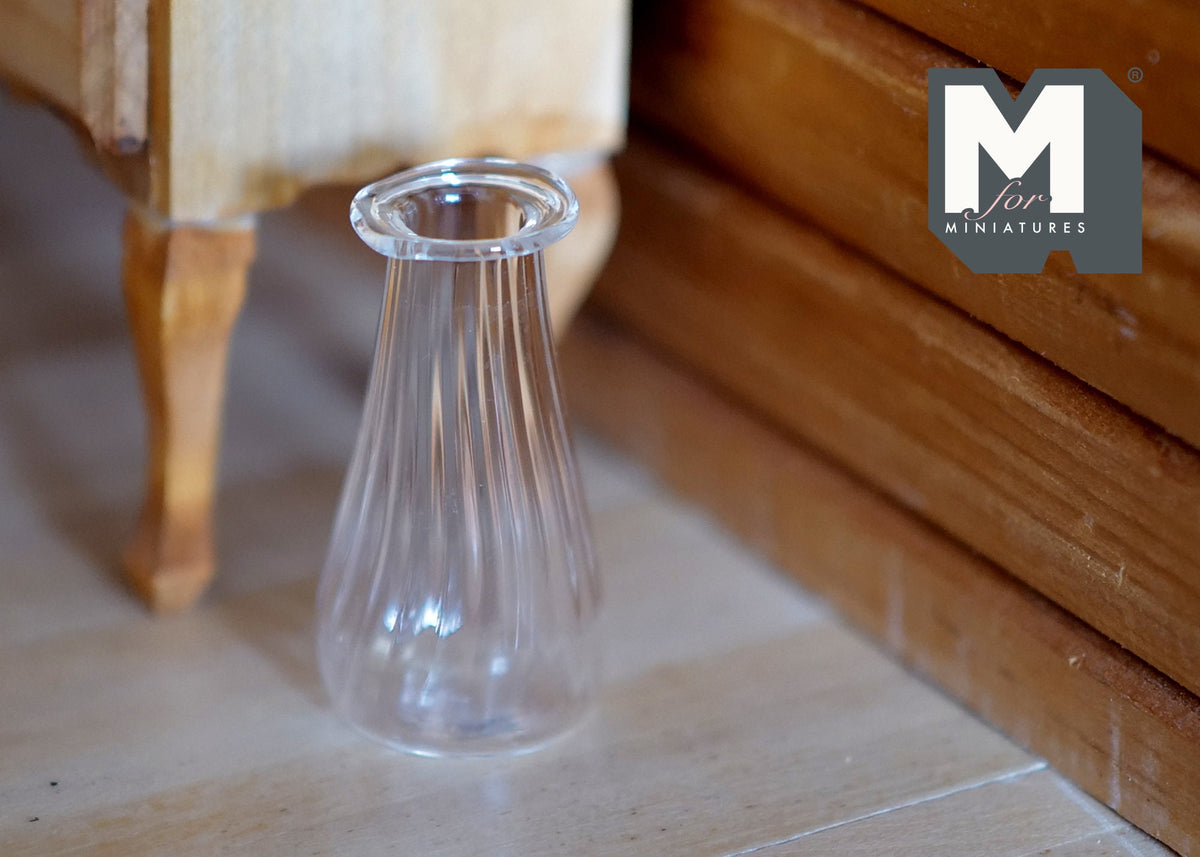 1:12 Scale Miniature Clear Glass Vase with Flared Base, 1-9/16 inch tall, DIY Dollhouse Supply (A22)