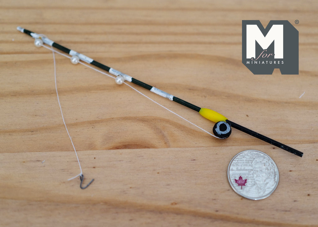 Miniature Fishing pole fish rod 1:12 Scale Decoration 6-7/8 inch long - E074