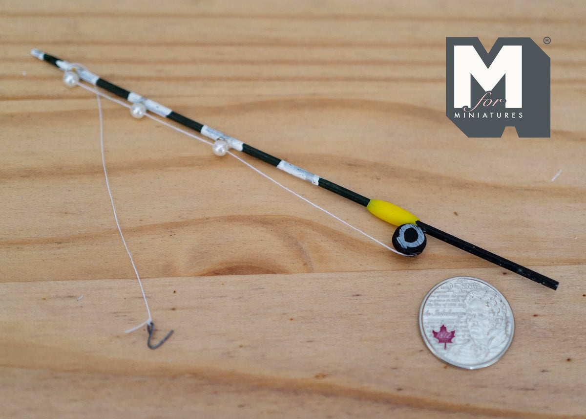 Miniature Fishing pole fish rod 1:12 Scale Decoration 6-7/8 inch long - E074