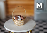 Dollhouse Supplies Miniature Fresh Eggs Ceramic Basket - E048