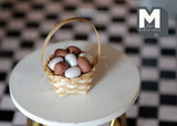 Dollhouse Supplies Miniature Fresh Eggs Ceramic Basket - E048