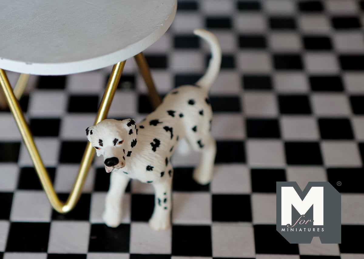 1:12 Scale Miniature Standing Dalmatian Dog, 2-1/16 inch tall, DIY Dollhouse Supply (white and black)