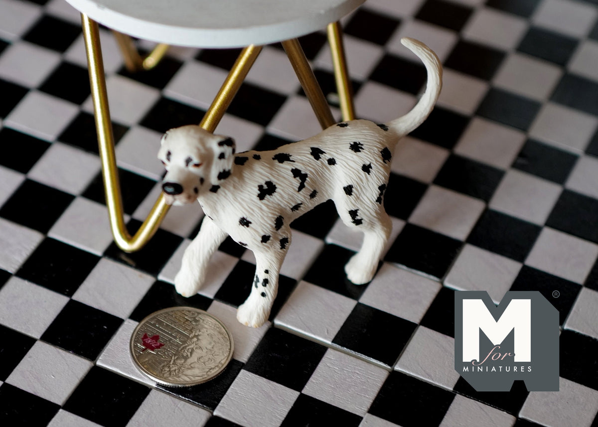 1:12 Scale Miniature Standing Dalmatian Dog, 2-1/16 inch tall, DIY Dollhouse Supply (white and black)