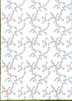 1:12 scale miniature cherry blossom peel and stick wallpaper in pink, trailing blossom branches on white