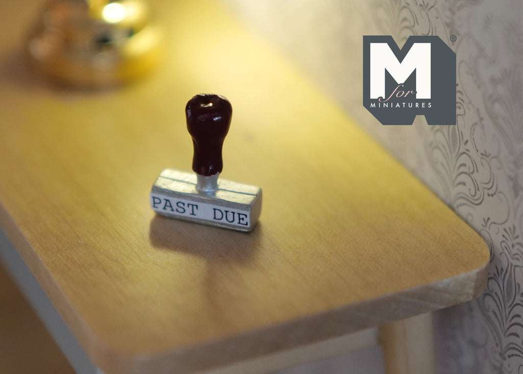 1:12 Scale Miniature Rubber Stamp, Wood Handle, 9/16 inch tall, DIY Dollhouse Supply