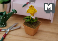 Dollhouse potted flower / dolls house Clay Orchid / decoration living room 1 12th scale miniature - F085