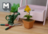 Dollhouse potted flower / dolls house Clay Orchid / decoration living room 1 12th scale miniature - F085