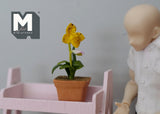 Dollhouse potted flower / dolls house Clay Orchid / decoration living room 1 12th scale miniature - F085