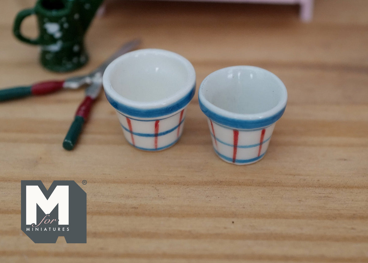 1:12 Dollhouse Miniature Ceramic Round flower pot set  of 2 - B080