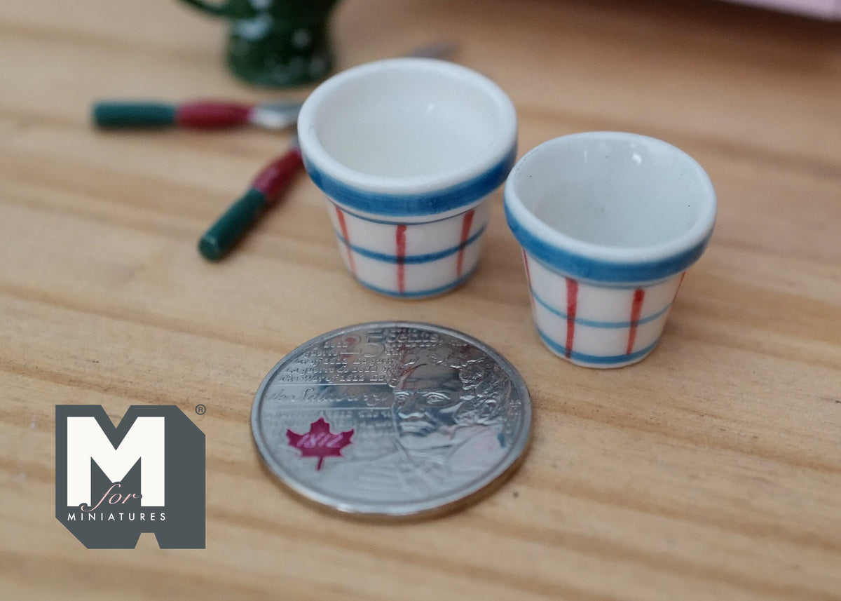 1:12 Dollhouse Miniature Ceramic Round flower pot set  of 2 - B080