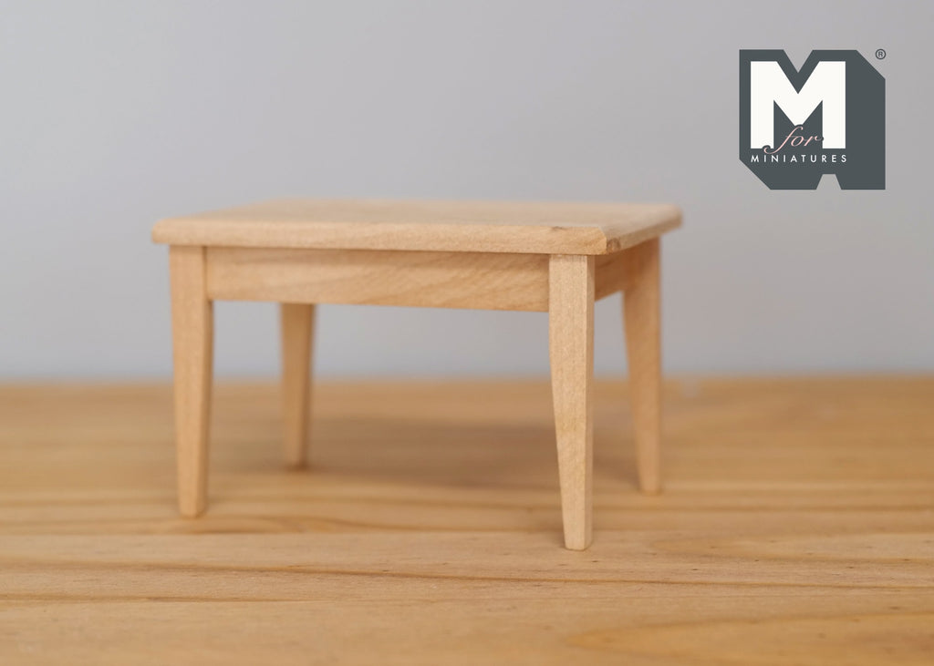 1:12 Scale Miniature Unpainted Wood Kitchen Prep Table, 4-1/8 inch long, DIY Dollhouse Supply