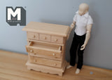 1:12 Dollhouse supplies miniature unpainted unfinished 4-drawer chest, Dollhouse Furniture drawer chest, 1/12th scale dresses - I011