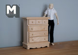 1:12 Dollhouse supplies miniature unpainted unfinished 4-drawer chest, Dollhouse Furniture drawer chest, 1/12th scale dresses - I011