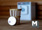 1:12 Scale Miniature Wood Slat Bucket with Metal Bands and Wire Handle, 1-9/16 inch tall, DIY Dollhouse Supply (cream)