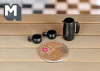 Dollhouse Supplies  miniature water tea pot with 2 cups kettle and coffee mug set - A038