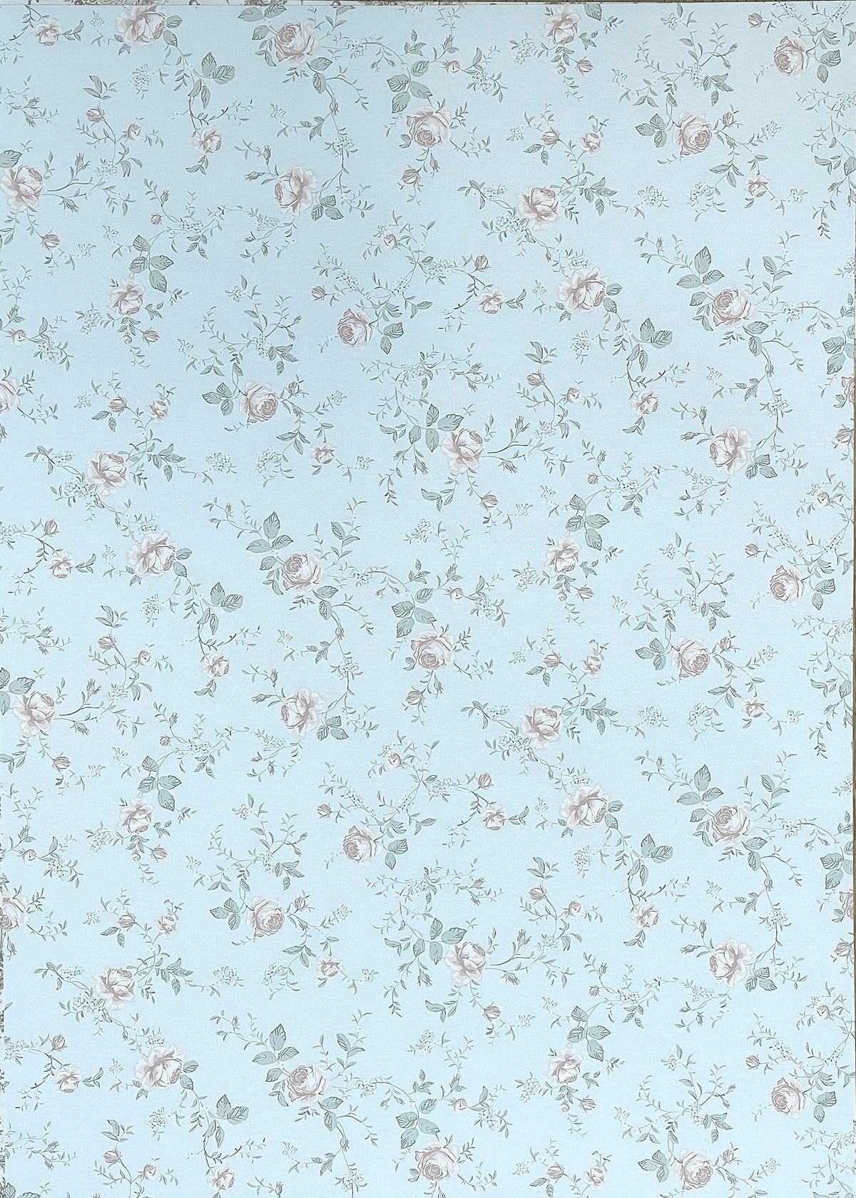 1:12 Scale Miniature Floral Peel and Stick Wallpaper, 8 x 11 inch, DIY Dollhouse Supply (light blue)