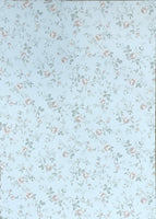 1:12 Miniature Flower Wallpaper Sticker , Dollhouse Flower Wallpaper Sticker (light blue background) , 8" x 11"