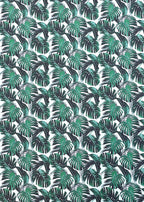 1:12 scale miniature tropical leaf peel and stick wallpaper in green, dense palm and monstera leaves on white