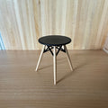 1:12 Scale Miniature Round Patio Table, Black Top, Wood Legs with X Brace, 2-3/8 inch tall, DIY Dollhouse Supply
