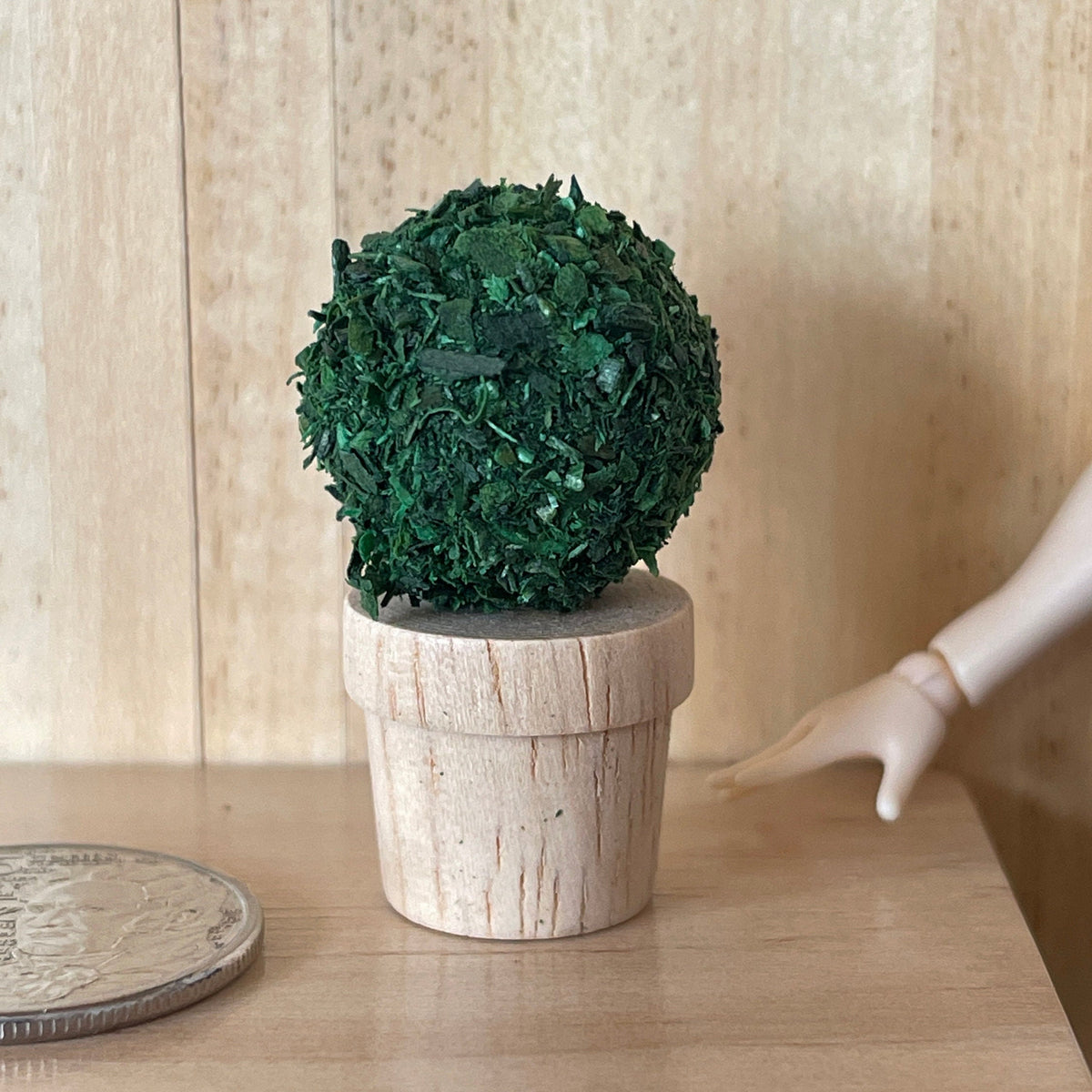 1:12 Scale Miniature Topiary Ball Plant in Pot, 1-1/2 inch tall, DIY Dollhouse Supply
