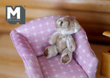 1:12 Dollhouse Supplies  miniature plush bear doll with adjustable arms and legs(Velvet) - G038