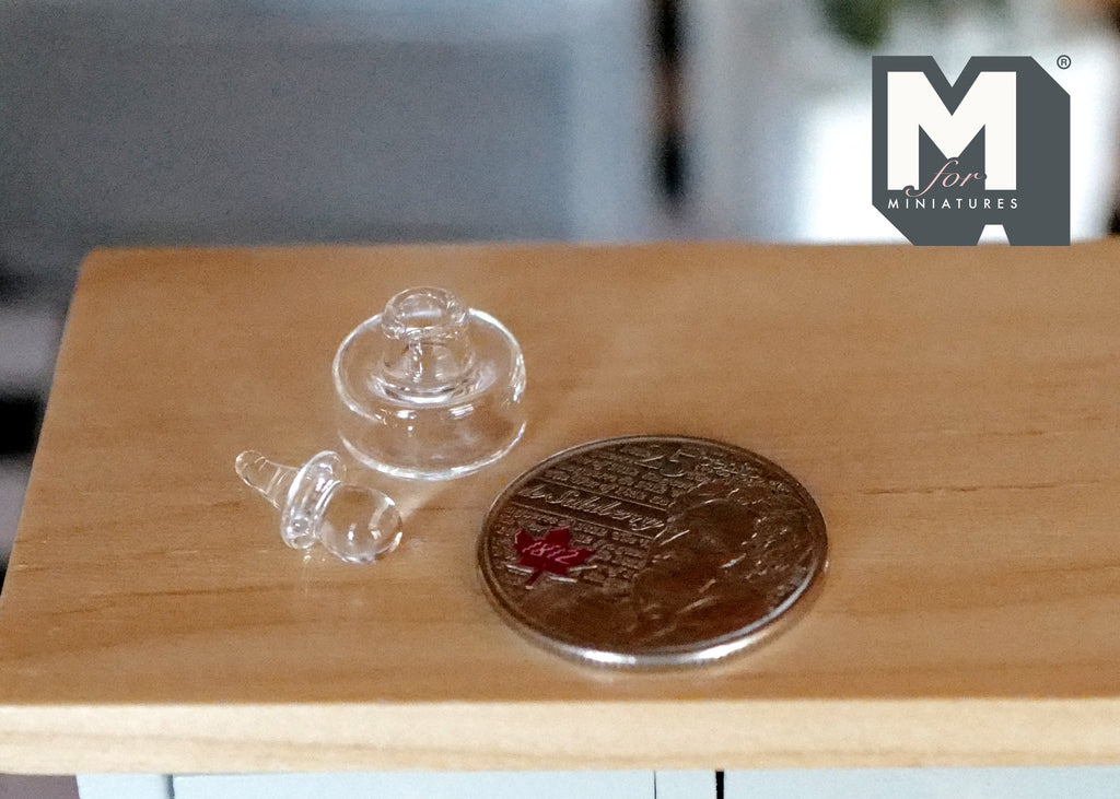 1:12 Scale Miniature Small Clear Glass Jar with Lid, 13/16 inch tall, DIY Dollhouse Supply (A16)