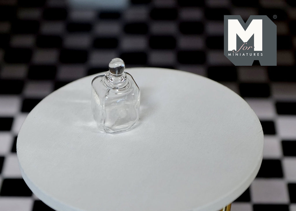 1:12 Scale Miniature Clear Glass Bottle with Stopper, 1 inch tall, DIY Dollhouse Supply (A2)